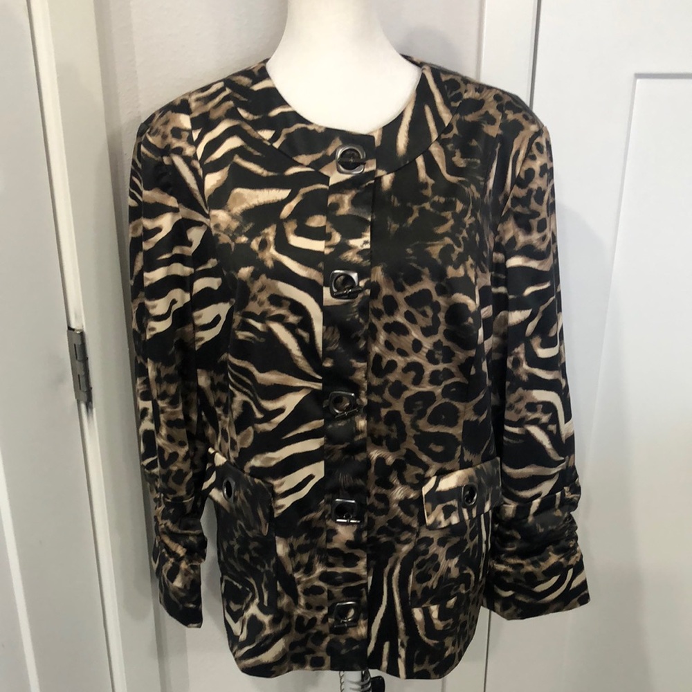 Peck & Peck Collections women’s Leopard Print jacket safari Office Animal Print